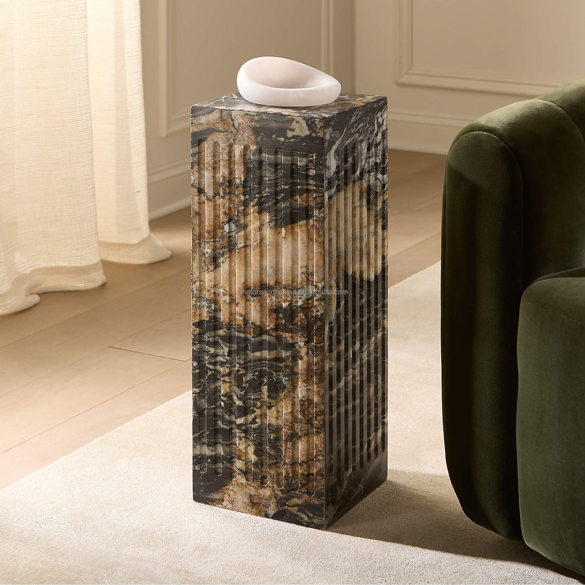 Hollow Black Marble Side Table