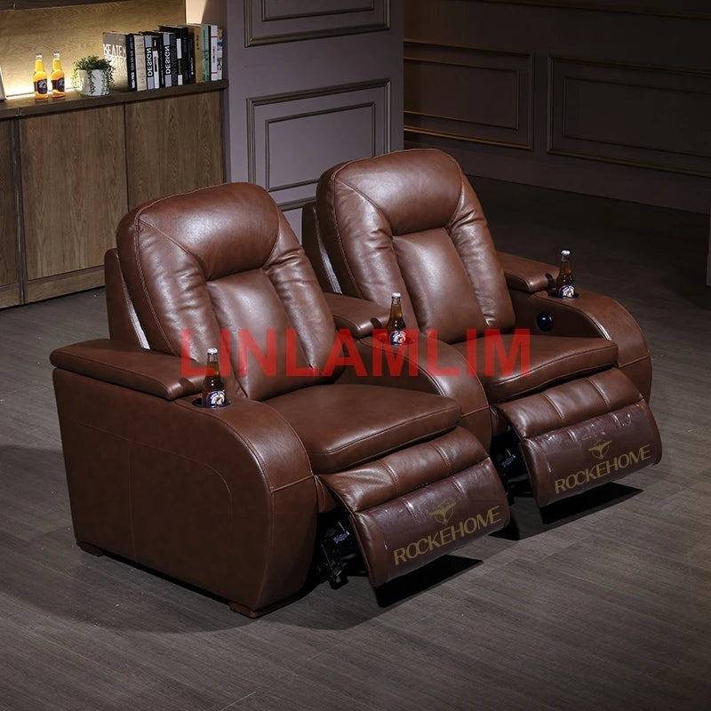 MANBAS electric recliner theater Sofa BED functional genuine leather corner 3 seater