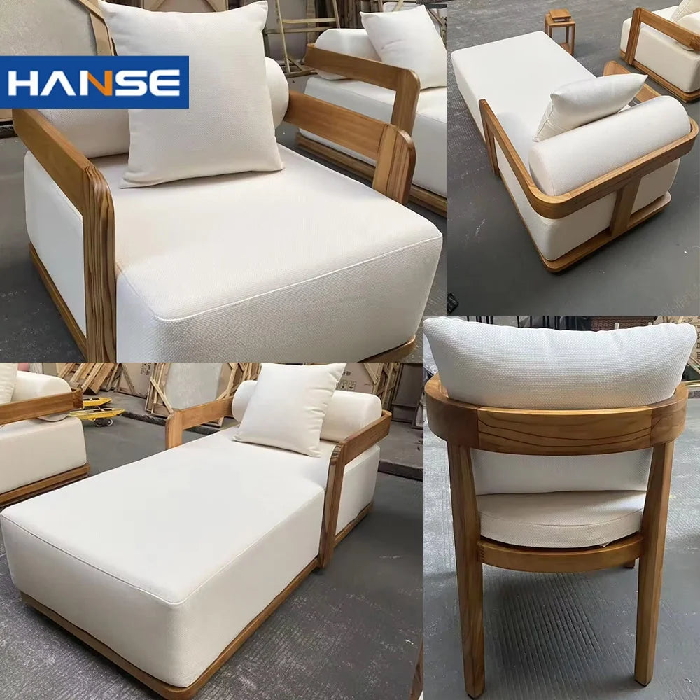 Luxury Outdoor Sectional Sofa Set — Rattan, Teak & Fire Pit