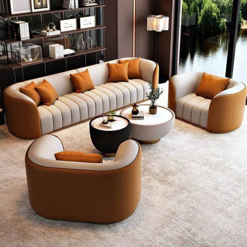 Modern luxury leather modular sofa in a stylish living room setting, accommodating 1 to 4 seats.