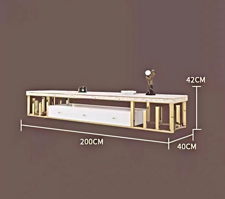 Marble & Stainless Steel TV Stand | Wall Mount Luxury Modern - view 6