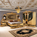 Neo Classical Gilded Black Bed Set