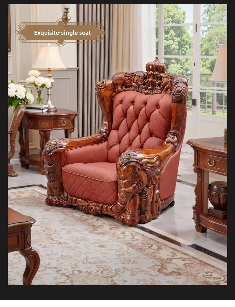 European Black Gold Leather Sofa Set – Exquisite Style and Comfort
