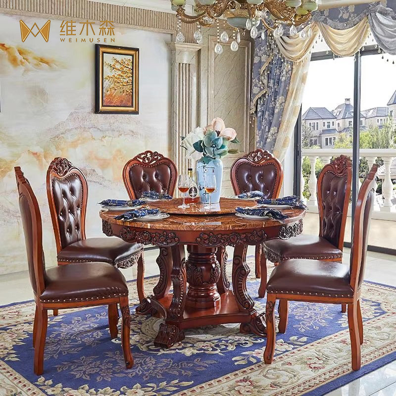 Modern European Solid Wood & Marble Table