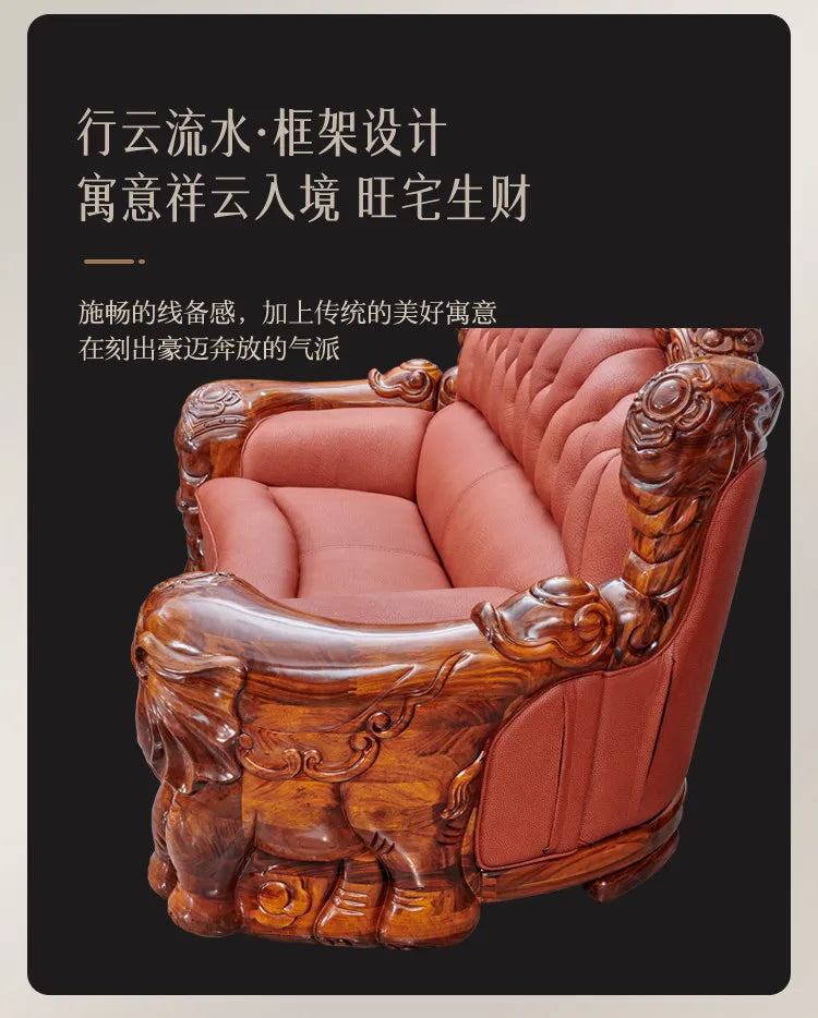 European Black Gold Leather Sofa Set – Exquisite Style and Comfort