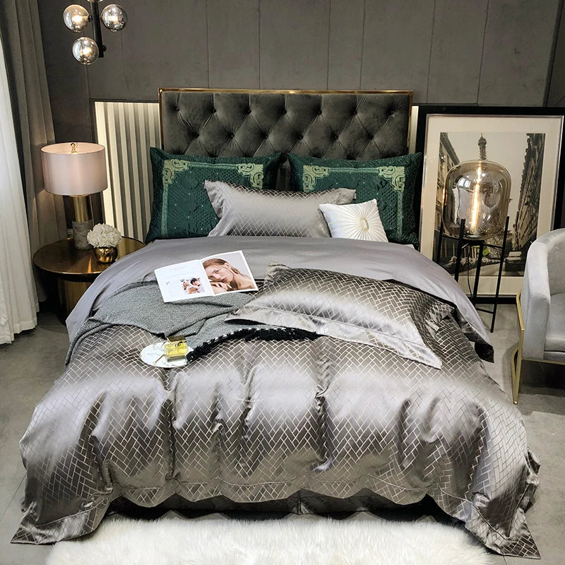 New Luxury Black Gold Yarn-dyed Jacquard Egyptian Cotton Beddiing