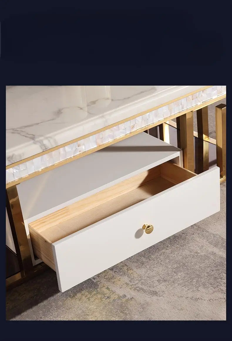 Marble & Stainless Steel TV Stand | Wall Mount Luxury Modern - view 5