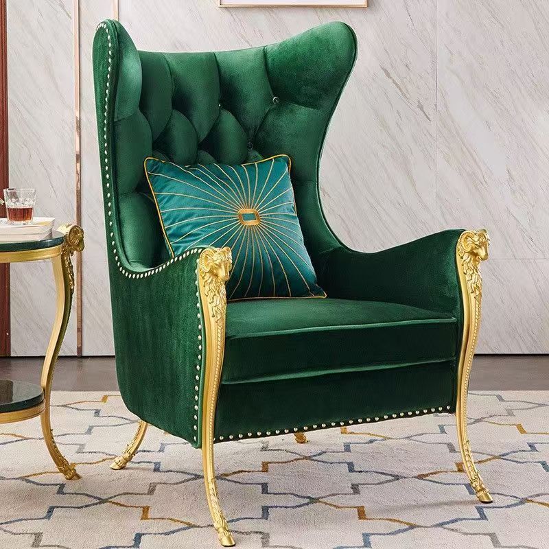 Curve Upholstered Gold-Base Armchair