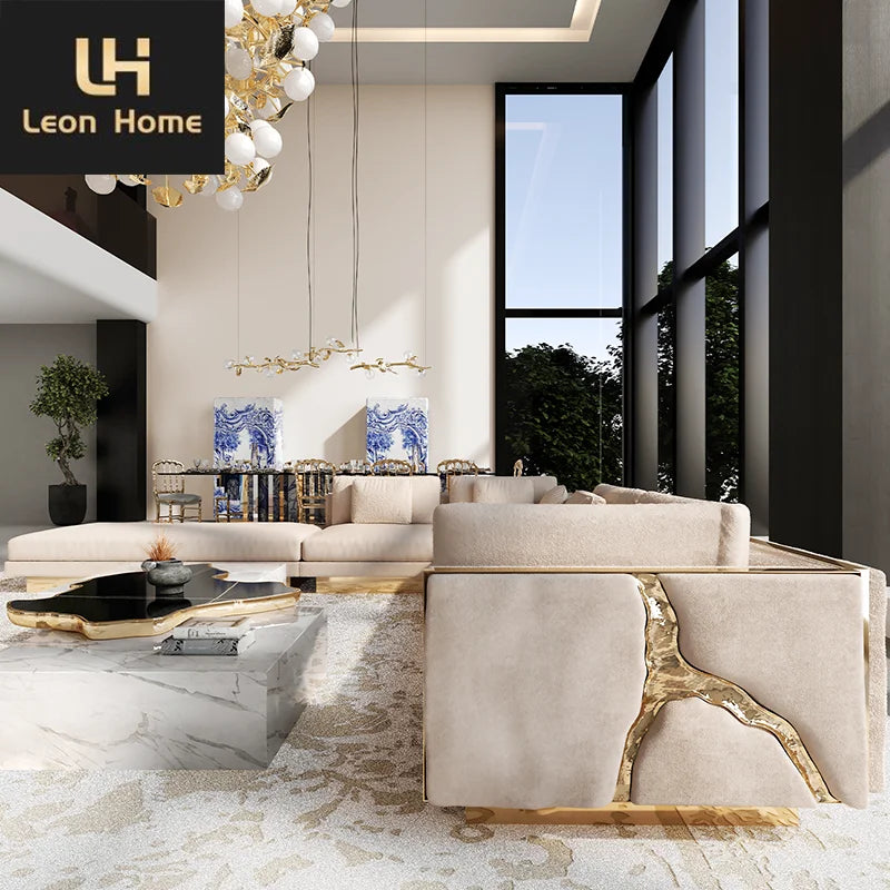 Italian Luxury Sectional Sofa Set — Custom Made, Living Room