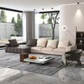 Italian Minimalist Modular Sectional Sofa Premium Leather L-Shaped Tufted Sofa Bed Set for High-End Home