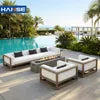 Luxury Outdoor Sectional Sofa Set — Rattan, Teak & Fire Pit