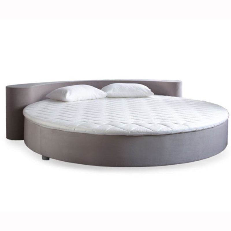 Modern round luxury fabric upholstered bed with round headboard