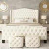 Contract-Grade Tufted Velvet Wingback Bed with deep button tufting and silver nailhead trim