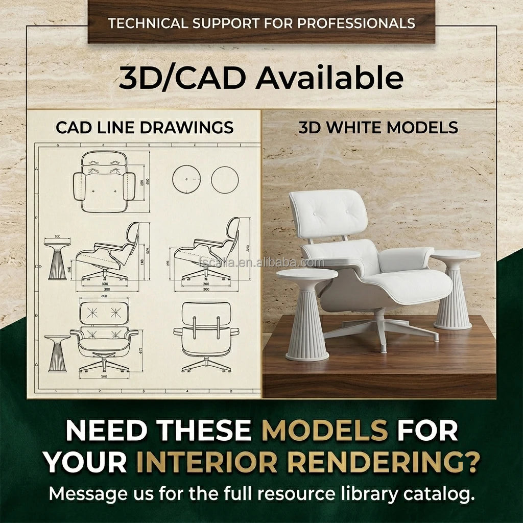 3D/CAD availability for interior rendering with CAD line drawings and white models displayed.