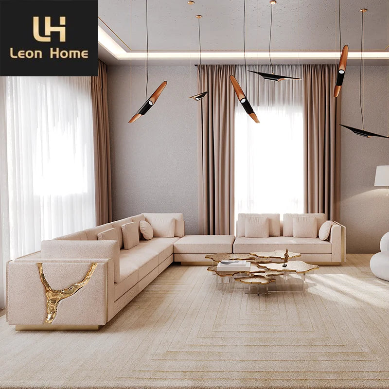 Italian Luxury Sectional Sofa Set — Custom Made, Living Room