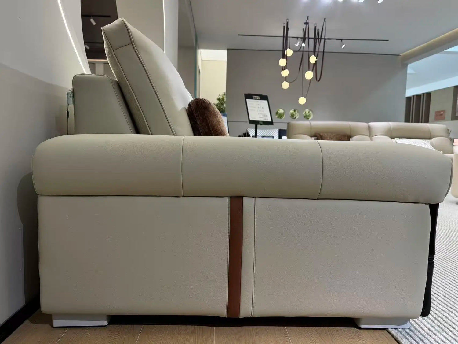 Beige sectional sofa in a modern living room setting