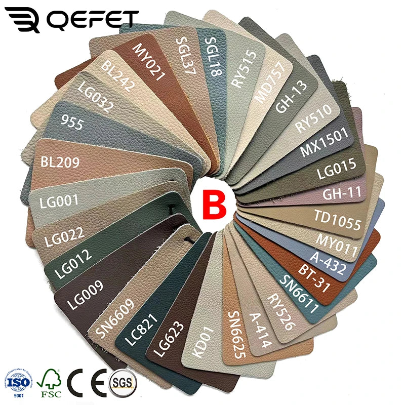 Color swatch card with various color names and a brand logo on a white background