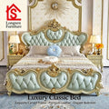 European Style Luxury King Size Leather Bed