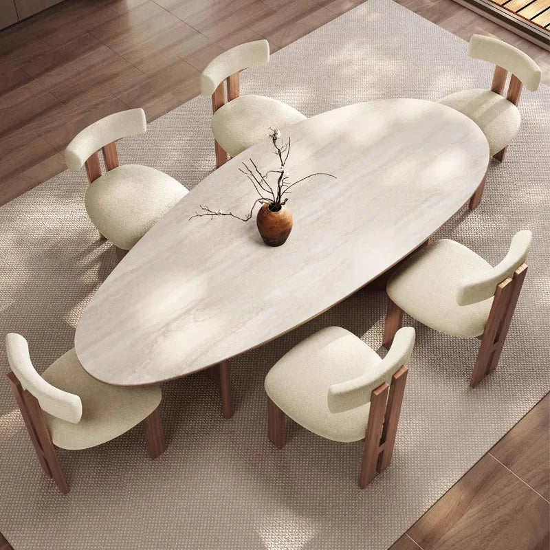 Modern Luxury Dining Table | FRP & Marble-Look Top | Metal Legs | 5 Sizes | Coral Red & Cave Stone
