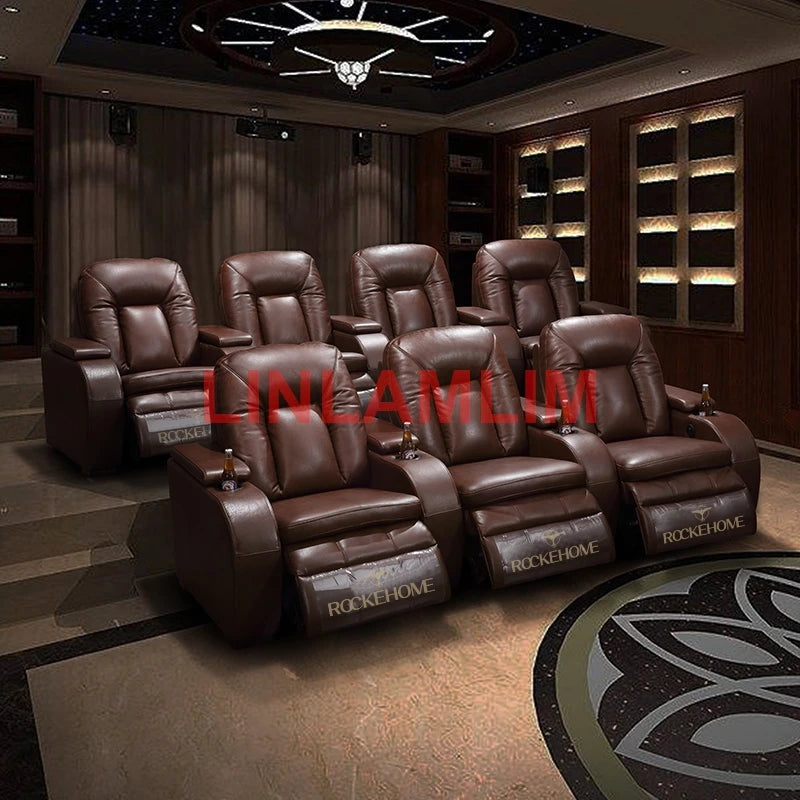 MANBAS electric recliner theater Sofa BED functional genuine leather corner 3 seater