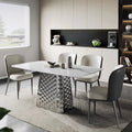Modern Luxury Marble Stone Top Gold Stainless Steel Dining Tables Sets