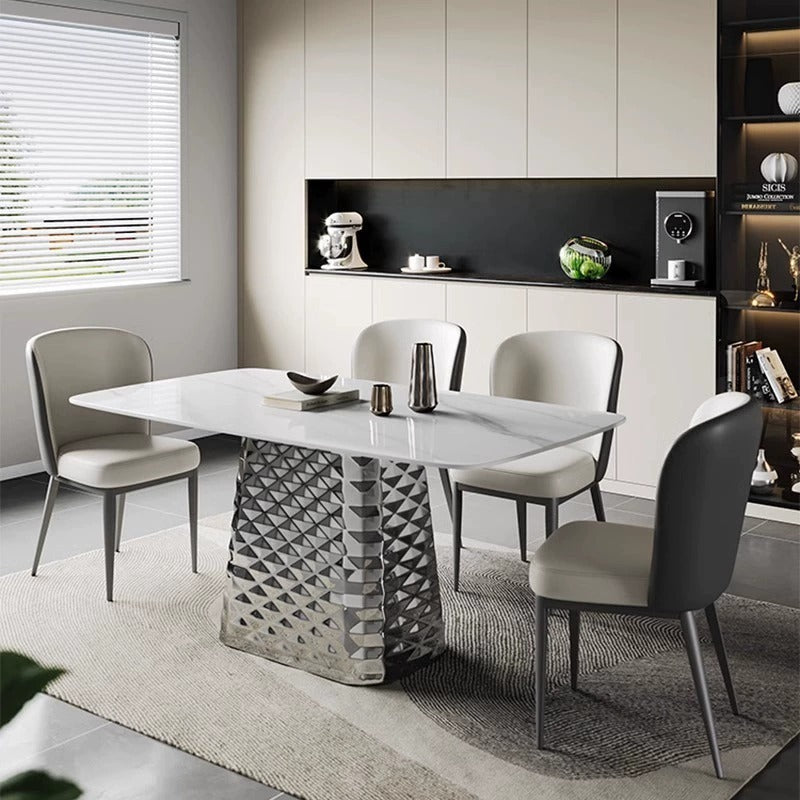 Modern Luxury Marble Stone Top Gold Stainless Steel Dining Tables Sets