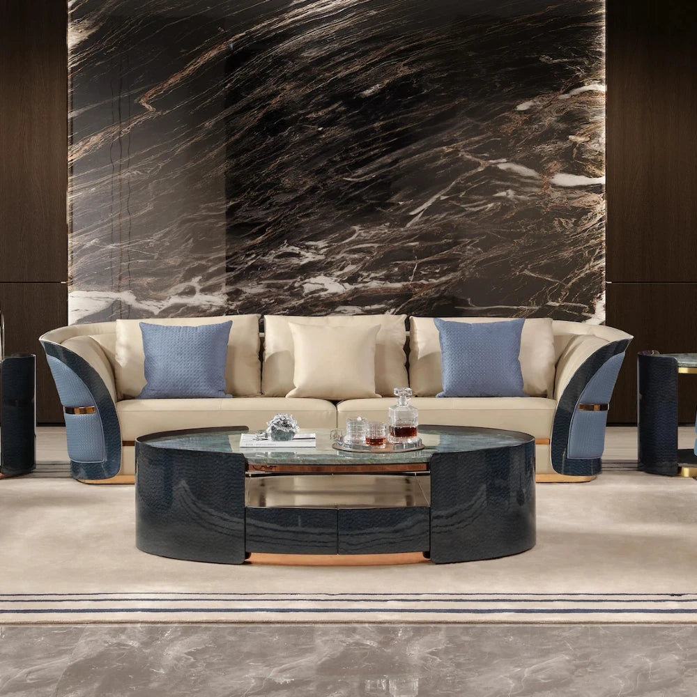 Chesterfield Modular Genuine Leather Sofa Set — Large Scale, Hotels & Homes