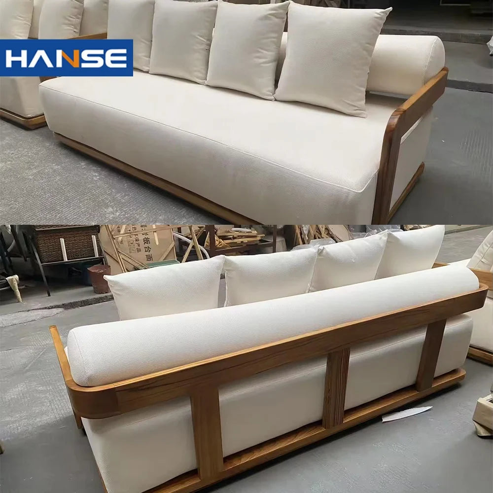 Luxury Outdoor Sectional Sofa Set — Rattan, Teak & Fire Pit