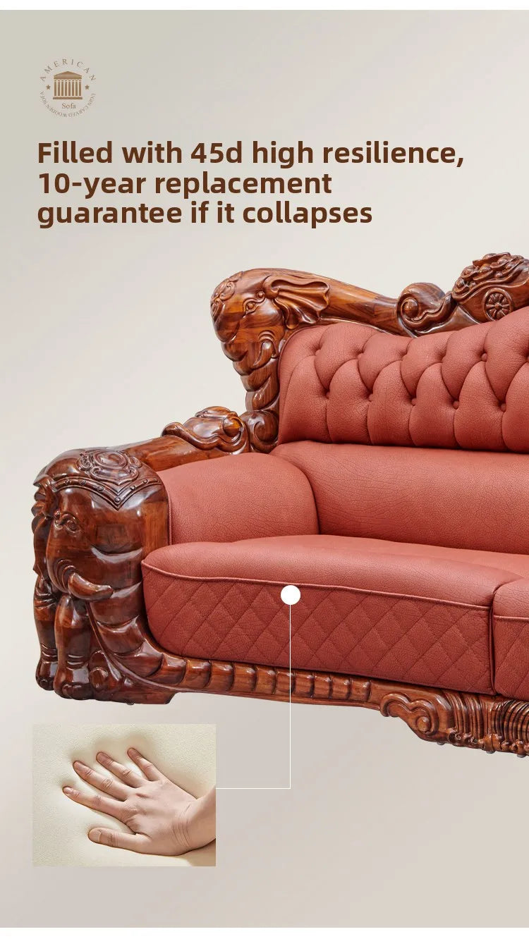 European Black Gold Leather Sofa Set – Exquisite Style and Comfort