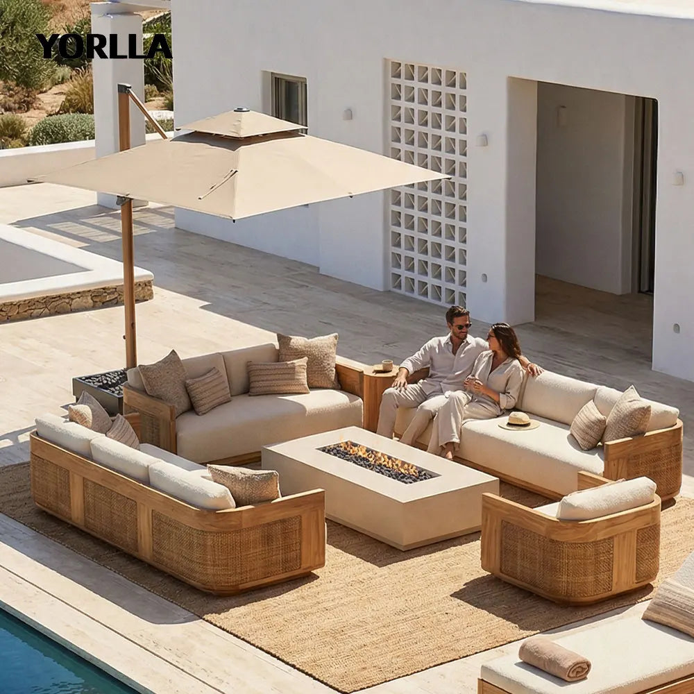 Luxury Solid Wood Outdoor Sofa with Cushions - image 2