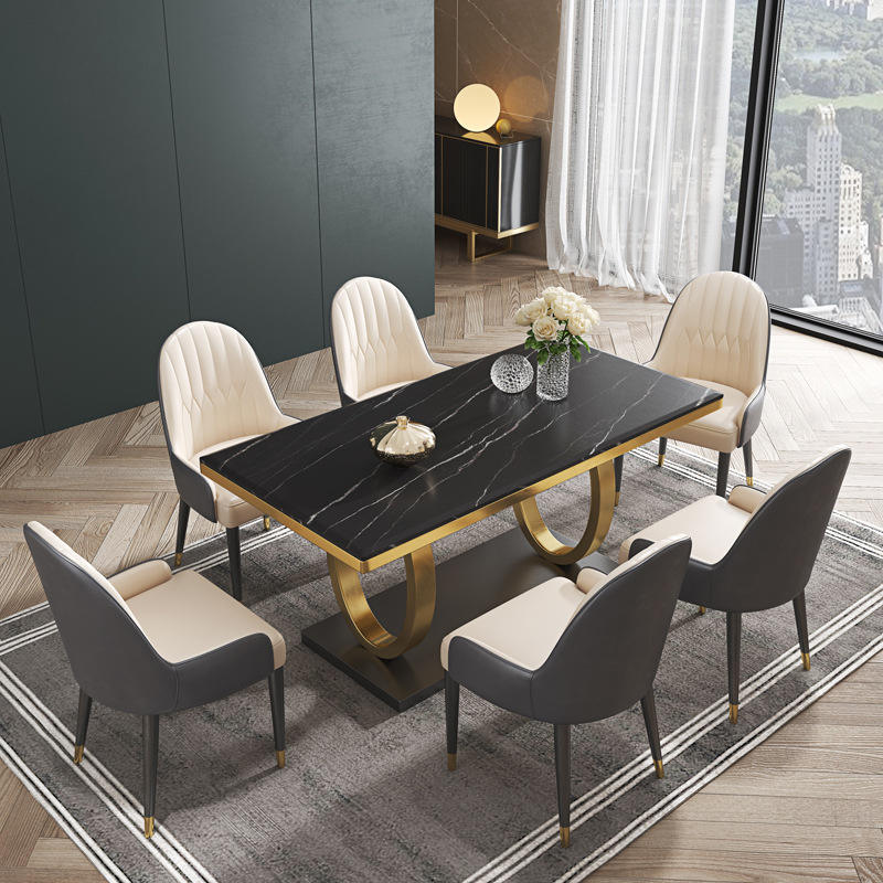 Marble & Sintered Stone Rectangular Dining Table Set