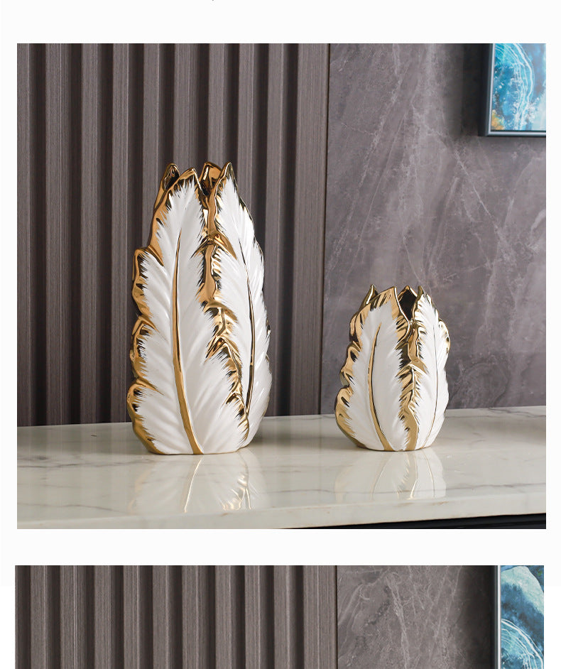 Nordic Gold-Painted Ceramic Vase | Luxury Home Décor Accent