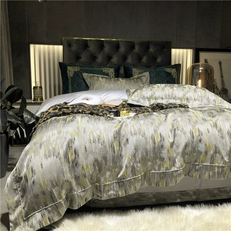 New Luxury Black Gold Yarn-dyed Jacquard Egyptian Cotton Beddiing