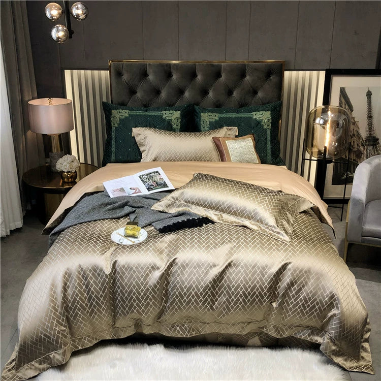 New Luxury Black Gold Yarn-dyed Jacquard Egyptian Cotton Beddiing