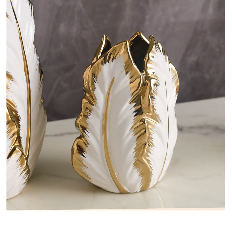 Nordic Gold-Painted Ceramic Vase | Luxury Home Décor Accent