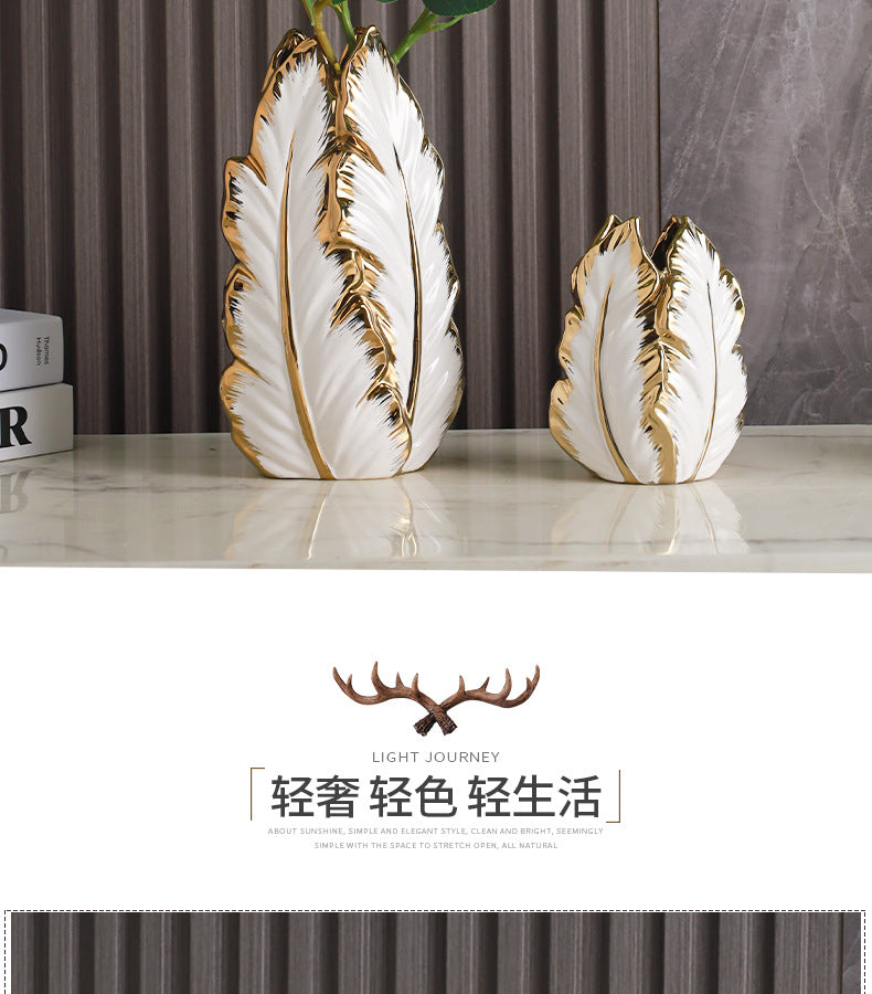Nordic Gold-Painted Ceramic Vase | Luxury Home Décor Accent