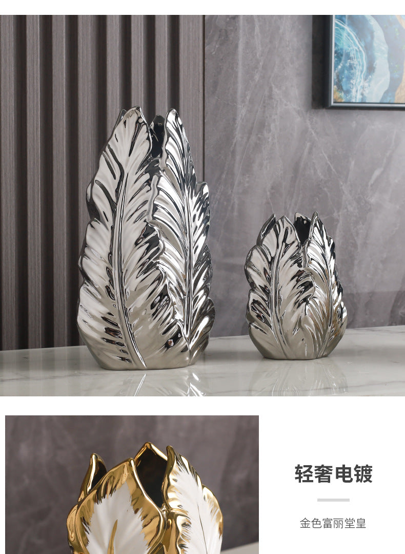 Nordic Gold-Painted Ceramic Vase | Luxury Home Décor Accent