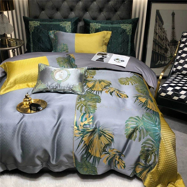 New Luxury Black Gold Yarn-dyed Jacquard Egyptian Cotton Beddiing