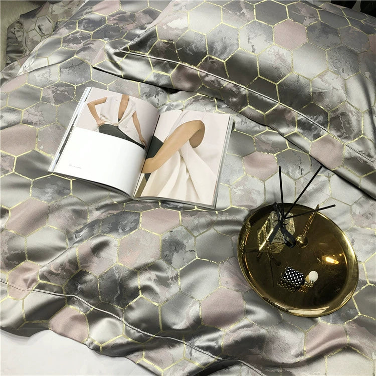 New Luxury Black Gold Yarn-dyed Jacquard Egyptian Cotton Beddiing