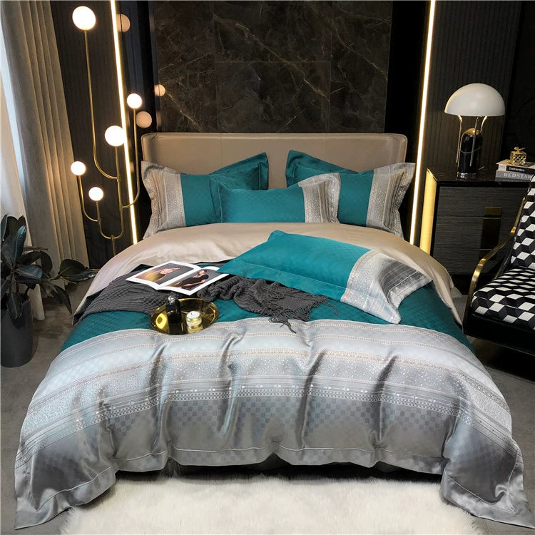 New Luxury Black Gold Yarn-dyed Jacquard Egyptian Cotton Beddiing