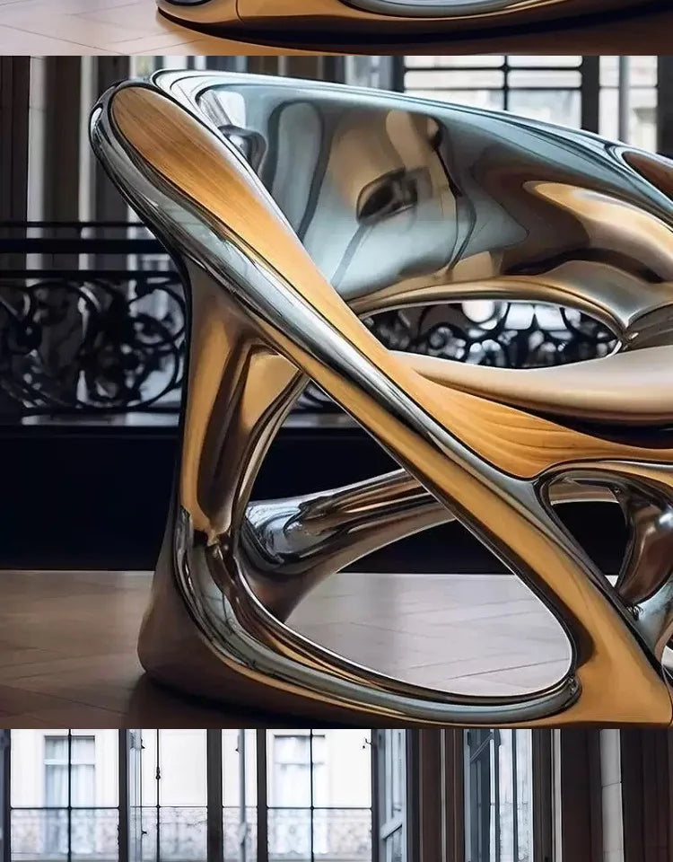MX Nordic Designer Creative Leisure Chair Living Room Balcony Single Sofa Negotiation Chair Hollow Electroplating Chair