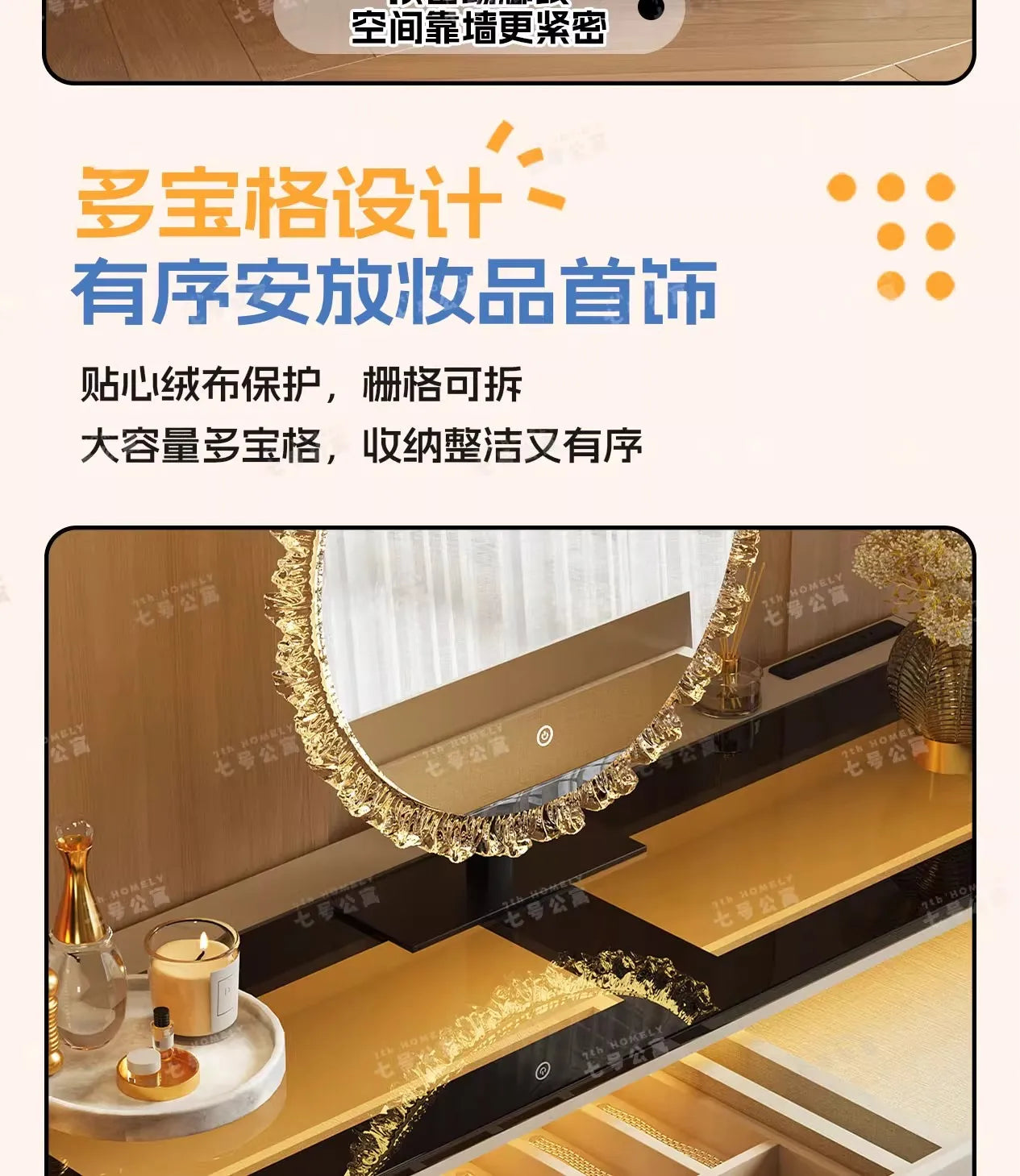 Nordic Solid Wood Dressers Bedroom Modern Dressing Table Drawer Integrated Home Small Apartment Makeup Table with LED Mirror - view 39
