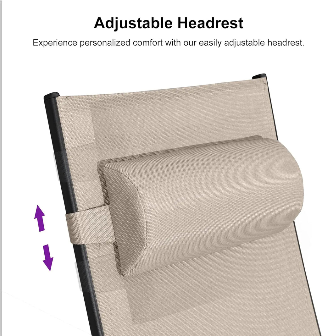 Patio Oversized Chaise Lounge Chair Set with Side Table Pool