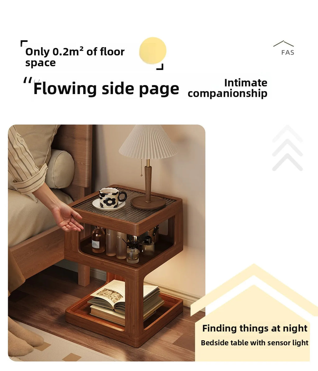 Solid wood bedside table, bedroom bedside storage, household sofa edge - view 10