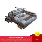 Smart Massage Storage Bed Multifunction Leather Bed Frame King Size Smart Bed With Projector Bluetooth Modern Bedroom Furniture