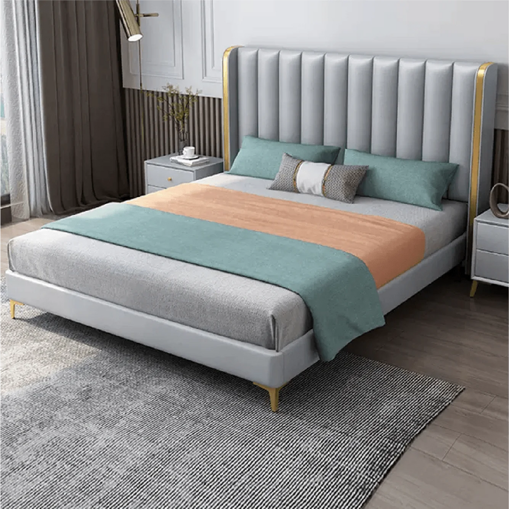 Soft Wooden Bed in King or Queen Size Upholstered