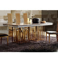 Linlamlim Luxury Marble Dining Table Set with Gold Stainless Steel Frame, Dining Room Table with Sea Shell and High-Back Chairs - view 1