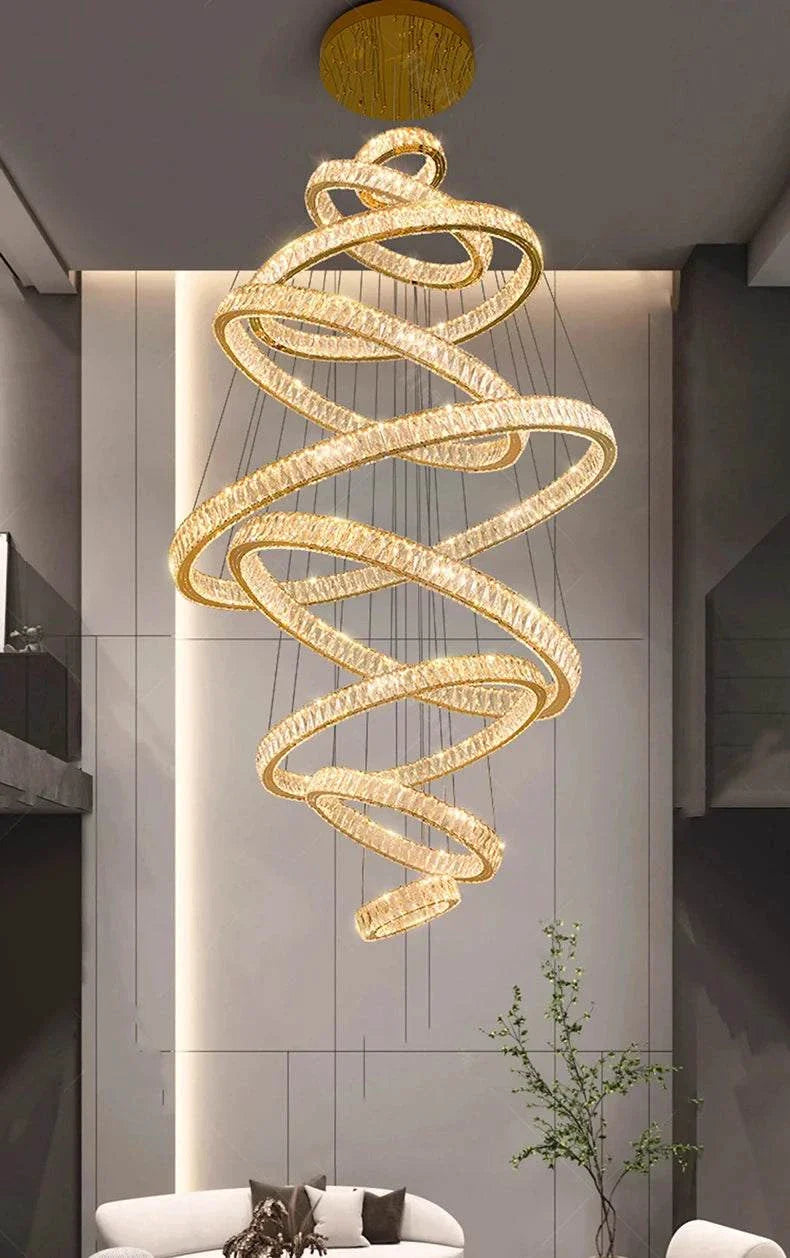 Elegant hall chandelier with spiral LED design for modern indoor lighting