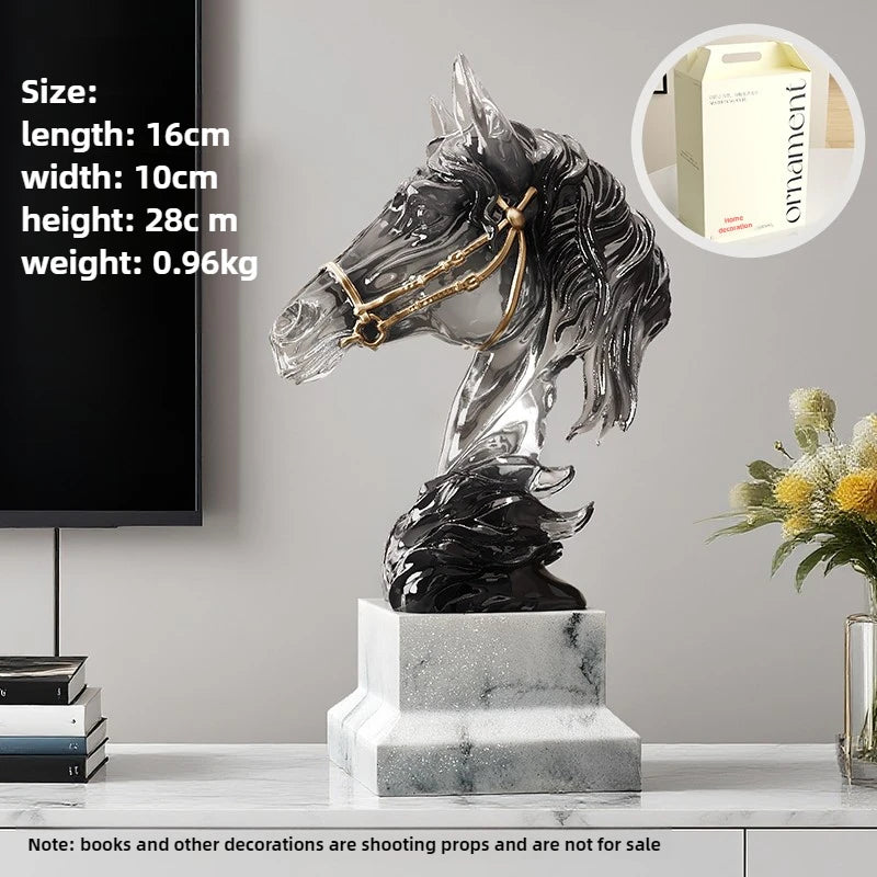Luxury Resin Horsehead Ornament Art Design Sculptures and Figurines Living Room Decoration Accessories for Home Decor