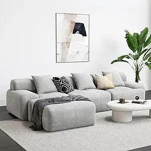 118" Modern L-Shaped Modular Corduroy Sectional Sofa
